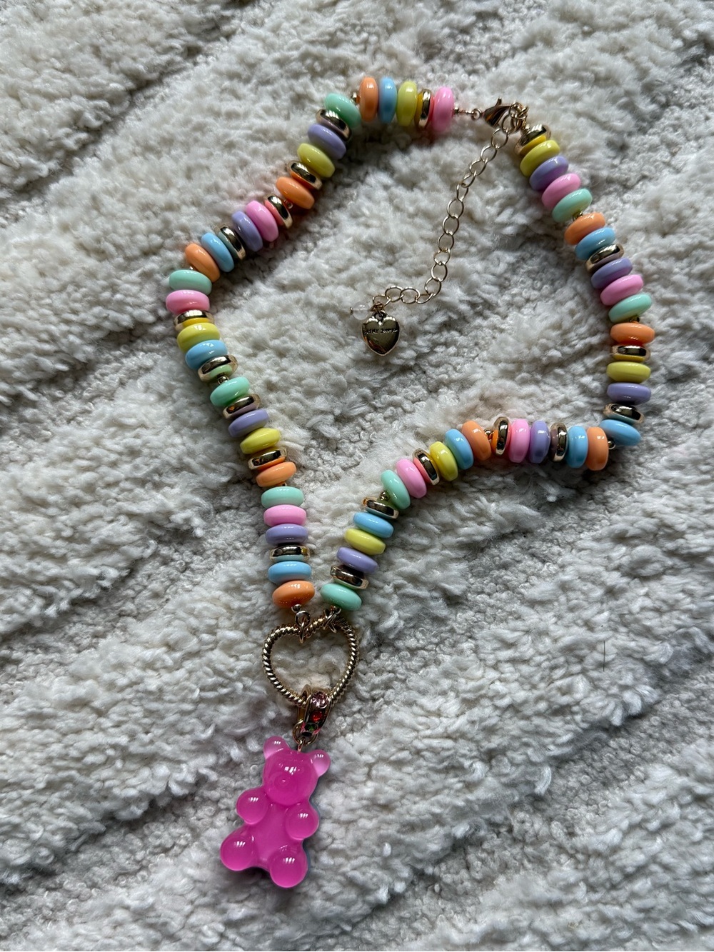NWOT Betsey Johnson Gummy Bear Short Pendant Necklace Pink Candy